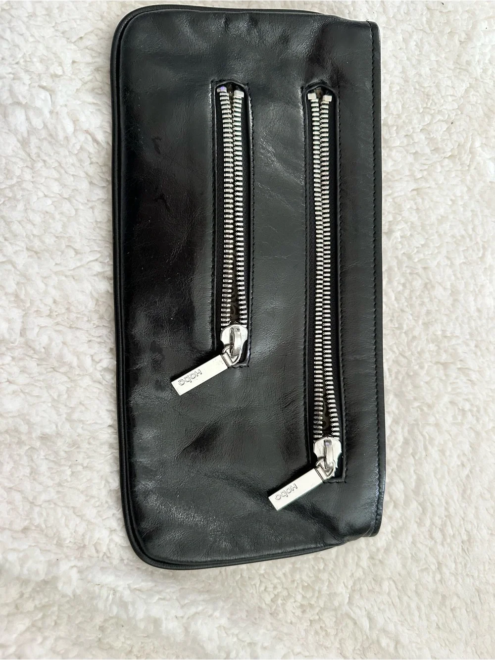 HOBO Black Leather Zip Toiletry Pouch - Picture 2 of 5